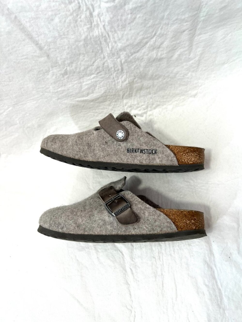 Birkenstock clogs Boston 37 6 6.5 womens gray taupe felted wool slip on shoes - Picture 6 of 11